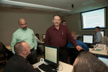 Jerry and Jose checking on reactions from the students in Atlanta